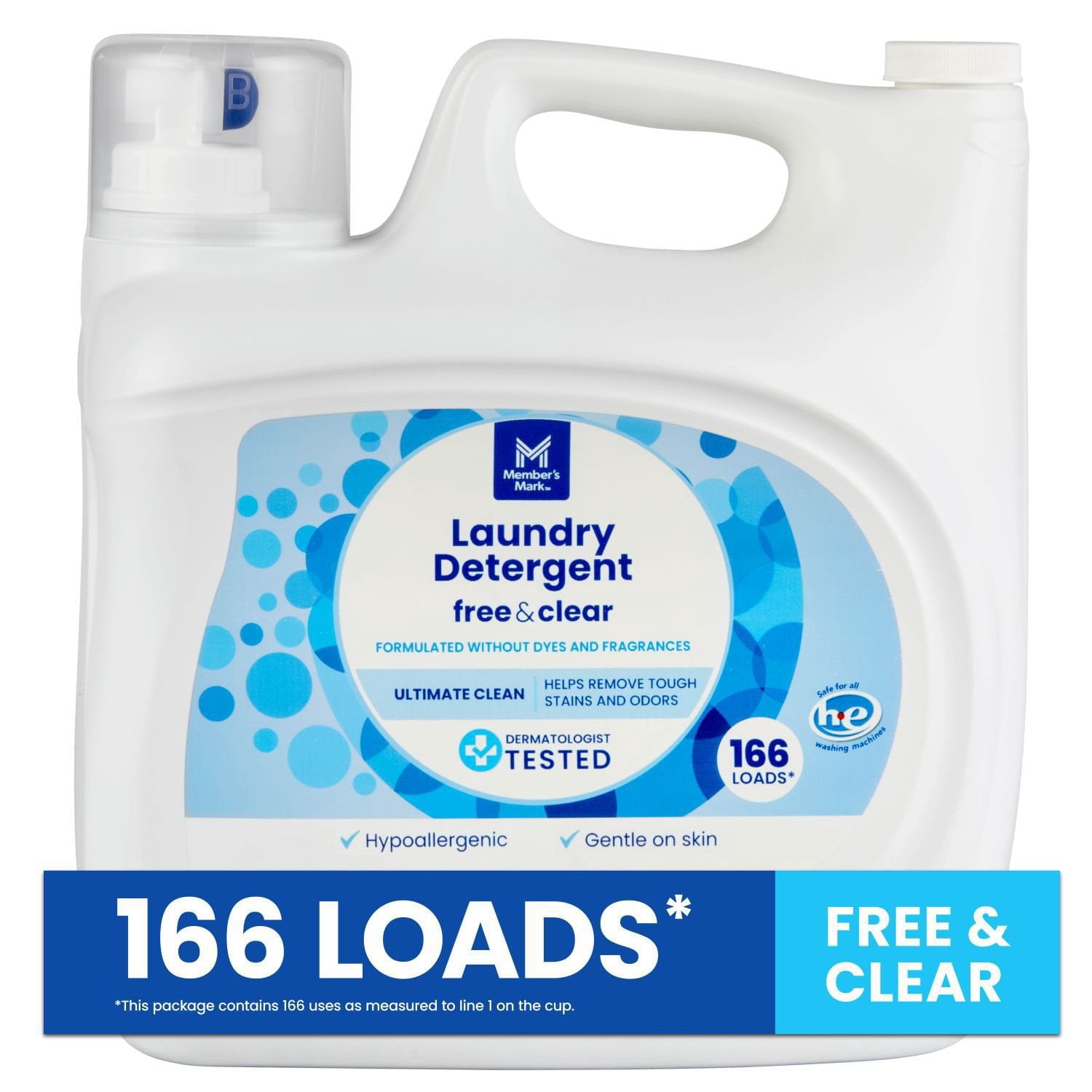 Member's Mark Laundry Detergent Ultimate Clean, Free & Clear – 166 loads, 218 fl. oz
