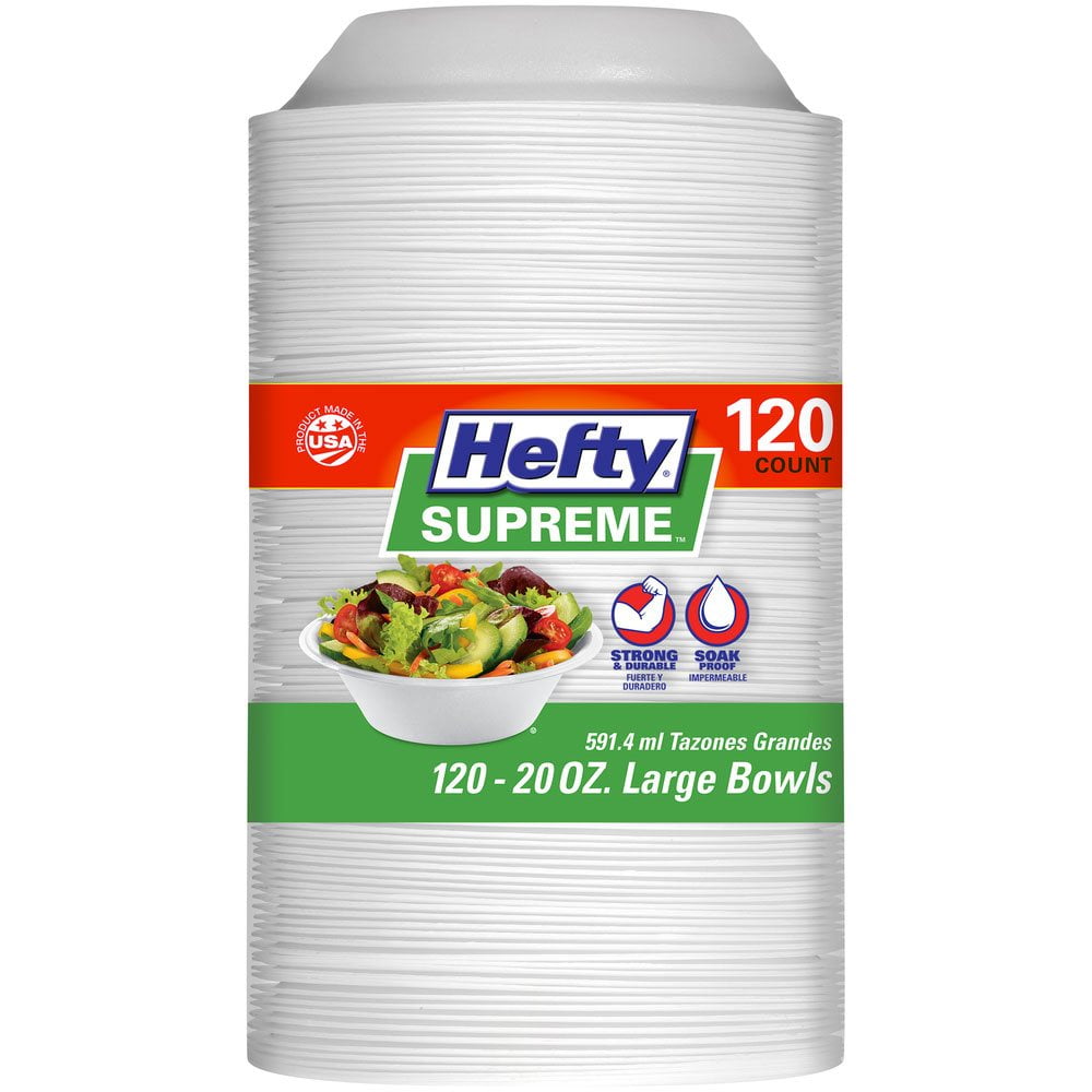Hefty Supreme Large Foam Bowls – 20 oz, 120 Count