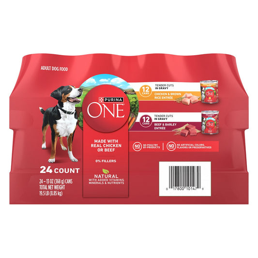 Purina ONE Mainline Variety Pack Adult Wet Dog Food, 24 ct., 13 oz