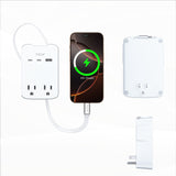 Tech Squared USB Wall Outlet Expander with Built in Retractable Cable