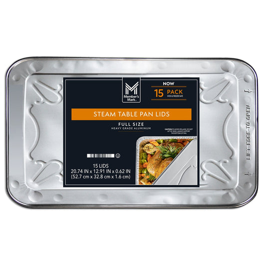 Member's Mark Aluminum Steam Table Pan Lids, Full Size 15 Count