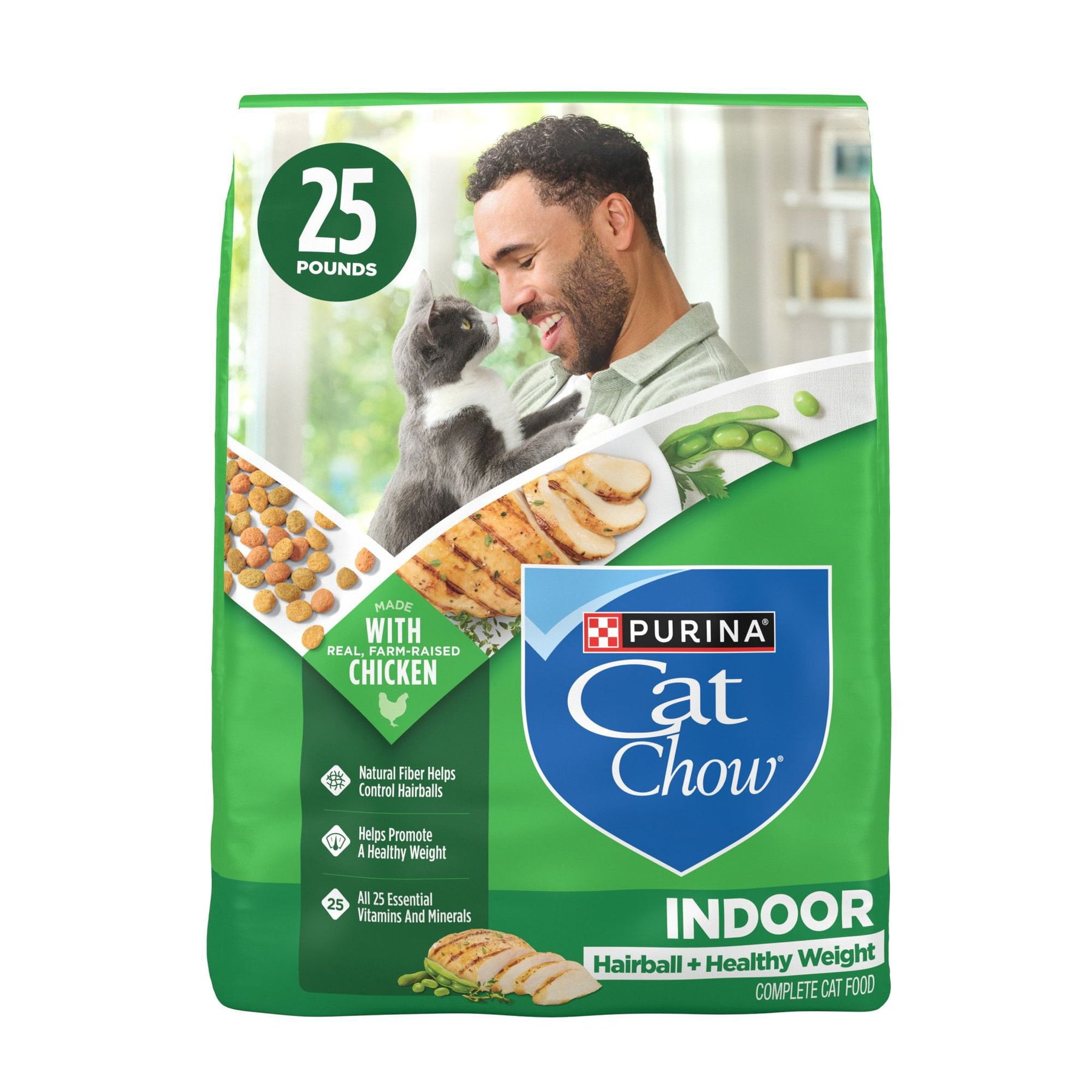 Purina, Cat Chow, Chicken Indoor Adult Dry Cat Food, Hairball and Healthy Weight, 25 lbs