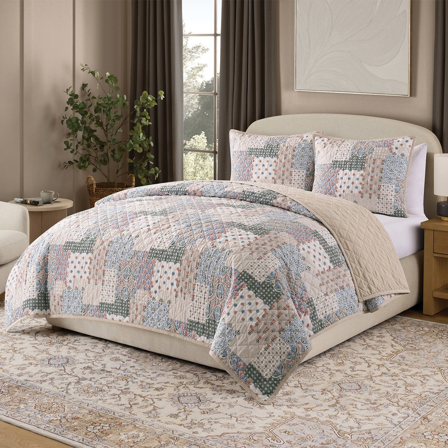 Member's Mark Microfiber Printed Quilt Sets - Grey - Full/Queen