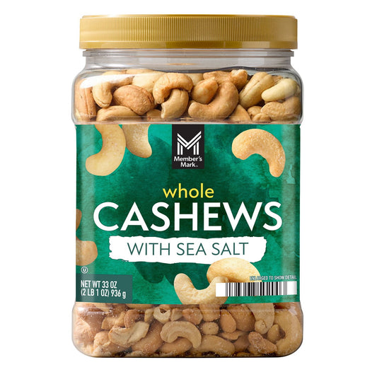 Member's Mark Roasted Whole Cashews with Sea Salt, 33 oz.