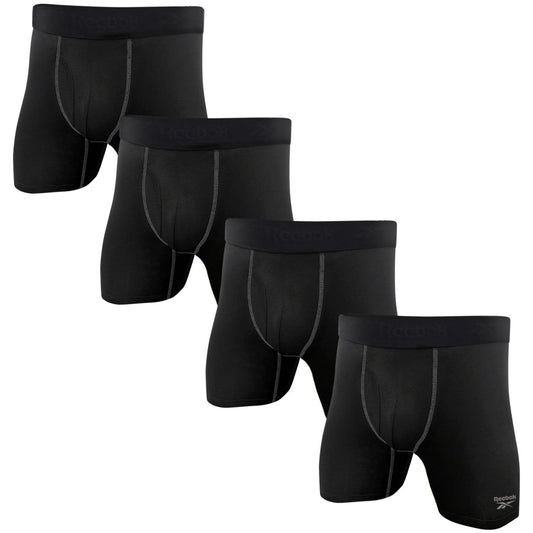 Reebok Men's 4-Pack Performance Boxer Brief - Black - XXL