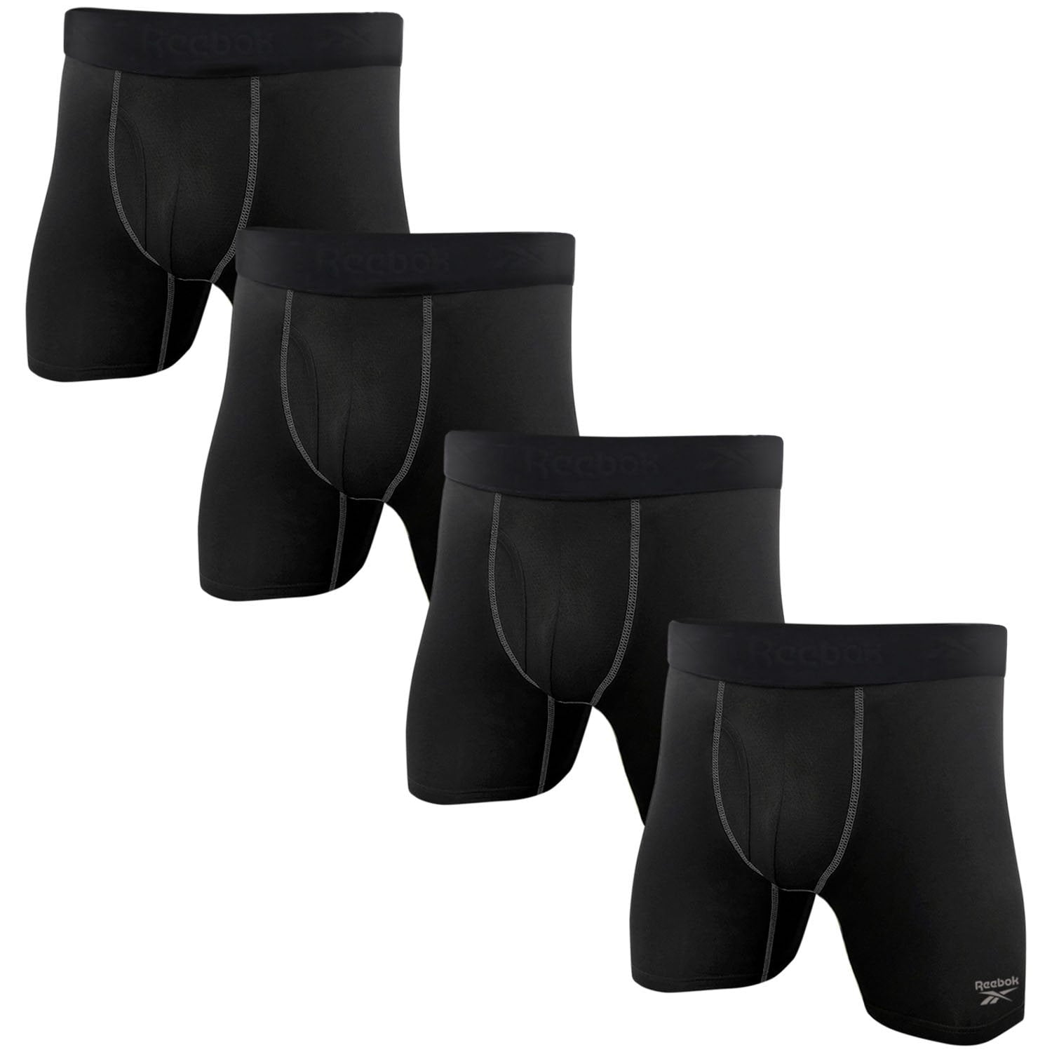 Reebok Men's 4-Pack Performance Boxer Brief - Black - XXL