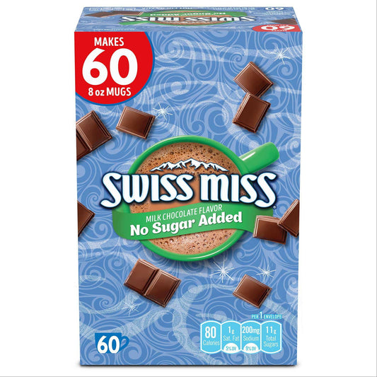 Swiss Miss Milk Chocolate No Sugar Added Hot Cocoa Mix, 60 ct.