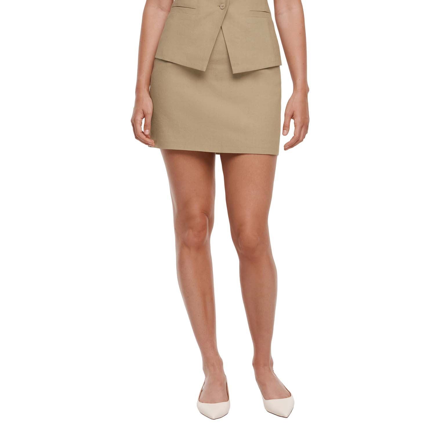 Express Women's Linen Blend Mini Skirt - Black - XXL