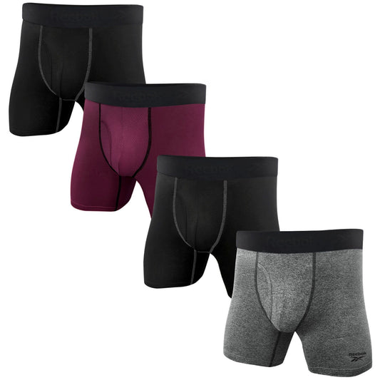 Reebok Men's 4-Pack Performance Boxer Brief - Black - XXL