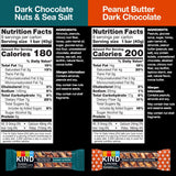 KIND Snack Bars Variety Pack, Dark Chocolate Nuts &amp; Sea Salt and Peanut Butter Dark Chocolate, 18 ct.