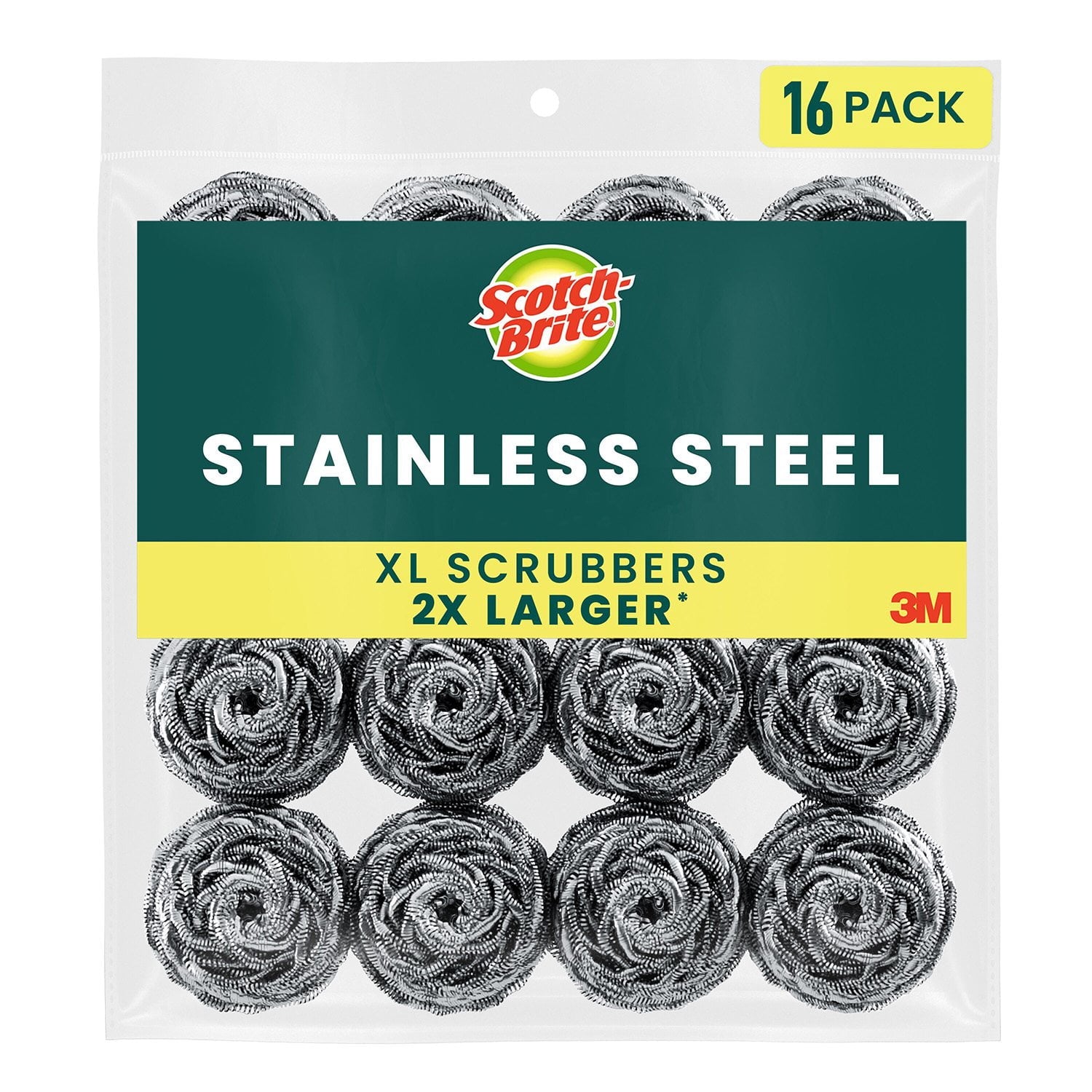 Scotch-Brite Stainless Steel Extra Large Scrubbers – 16 Count