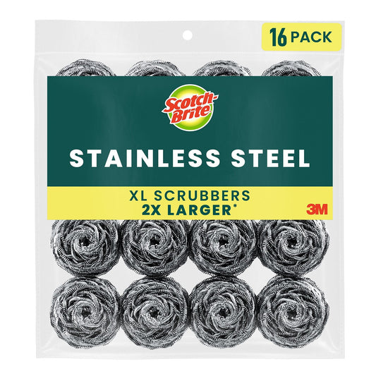 Scotch-Brite Stainless Steel Extra Large Scrubbers – 16 Count