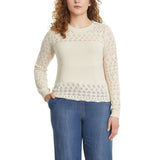 Nine West Women's Pointelle Sweater - Cream - XS