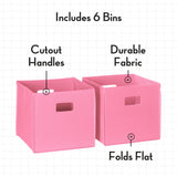 RiverRidge Folding Bins Cube Storage Cubbies, Set of 6 Playroom Organizers