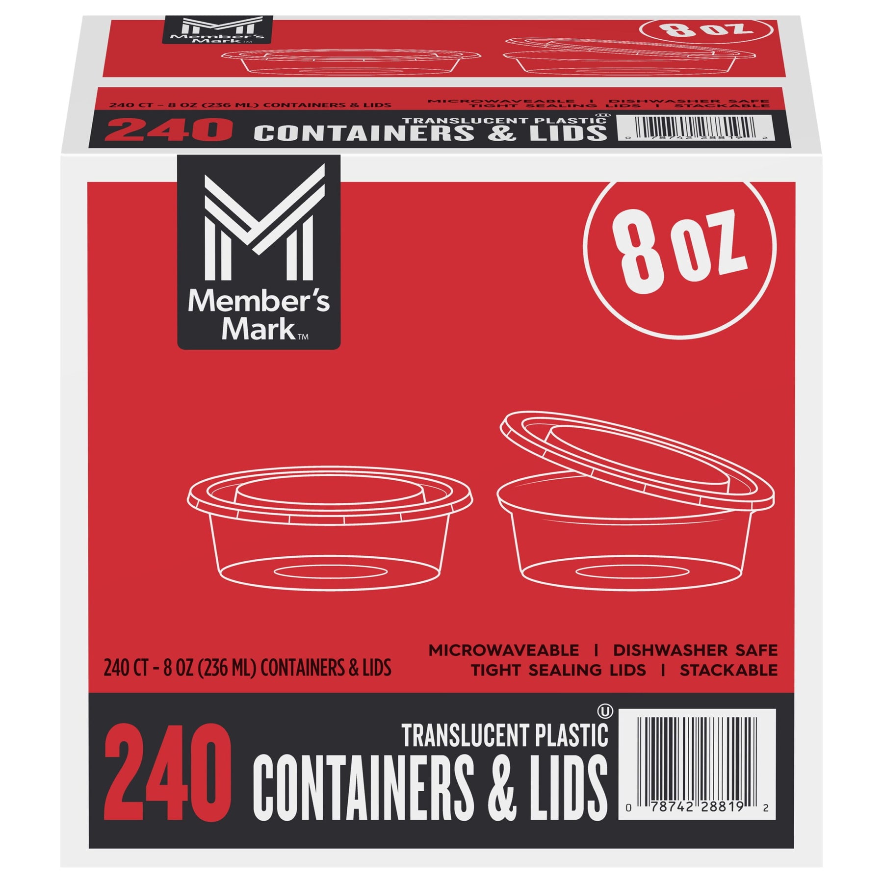 Member's Mark Plastic Deli Containers with Lids 8 oz – 240 Count