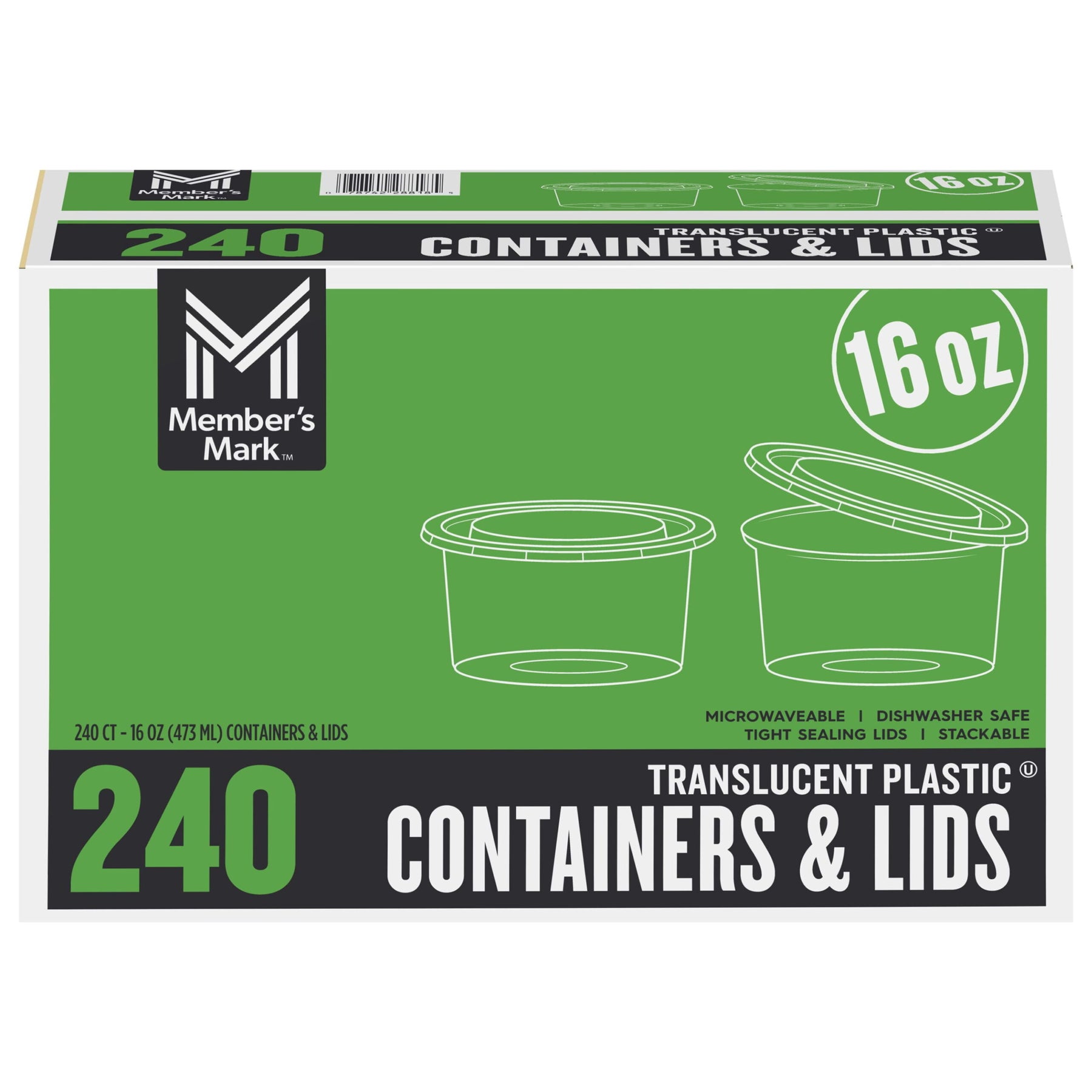 Member's Mark Deli Container with Lid 16 oz – 240 Count
