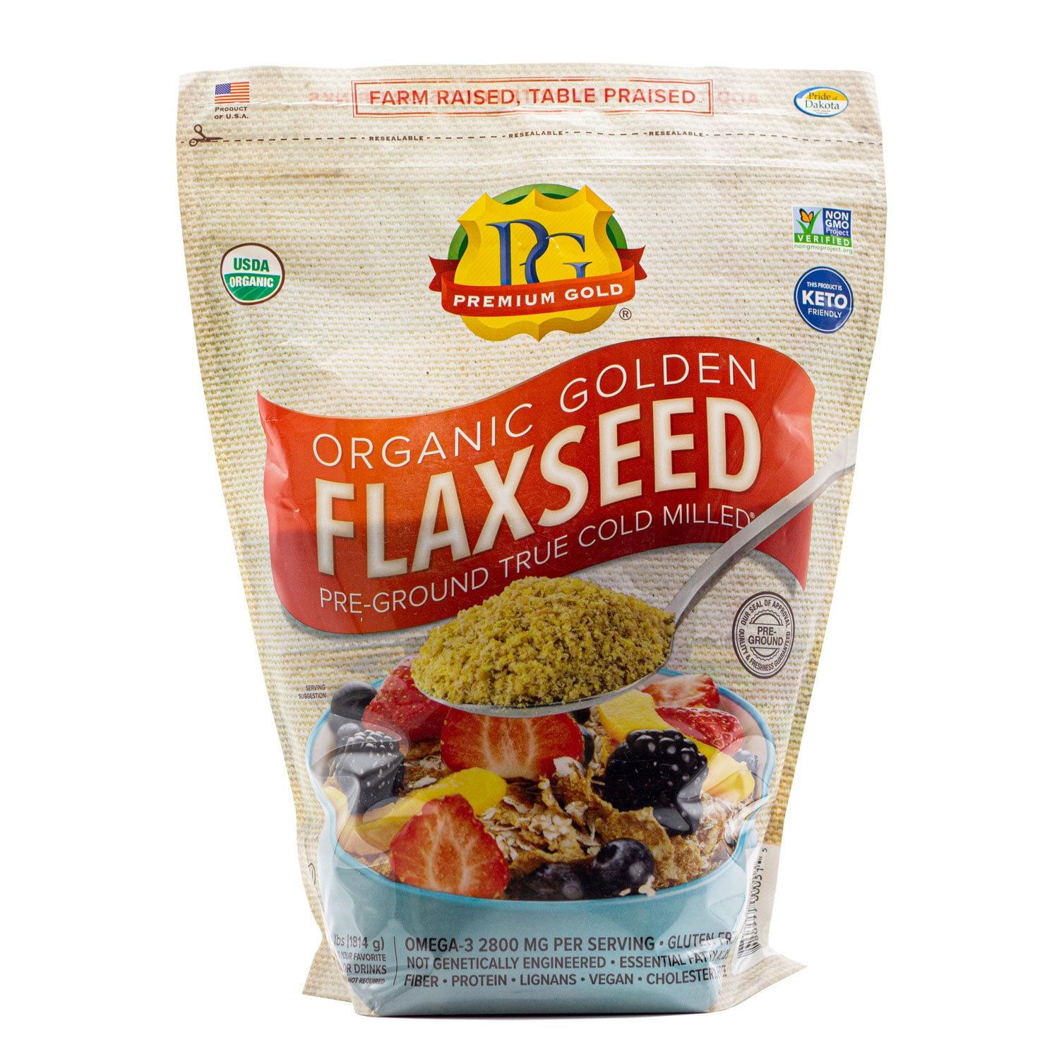 Premium Gold Organic Golden Flaxseed - 4 lbs