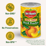 Del Monte Sliced Peaches in 100% Juice, 15 oz., 6 pk.