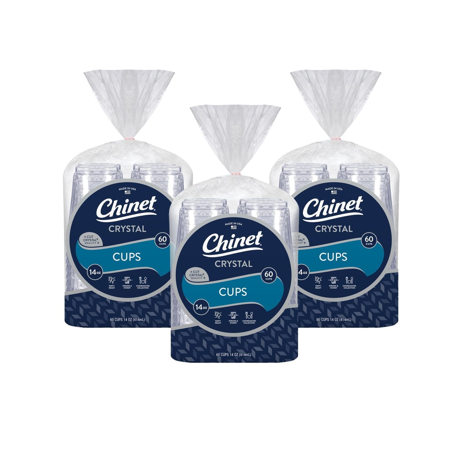 Chinet Crystal Plastic Cups – 14 oz, 180 Count