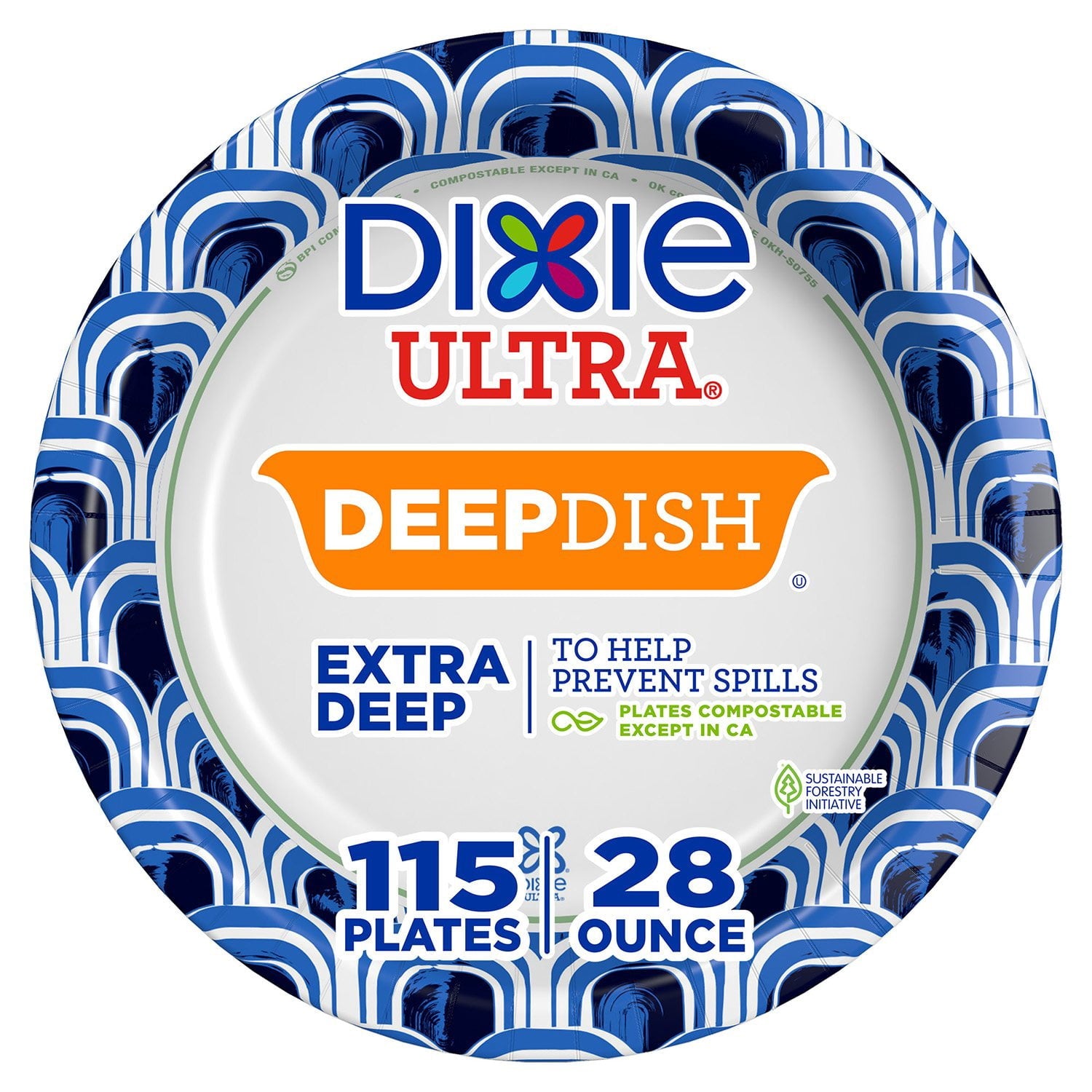 Dixie Ultra Extra Deep Dish Paper Plates 28 oz – 115 Count