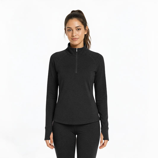 Outdoor Voices Women's CloudKnit Quarter-Zip Pullover - Black - XXL