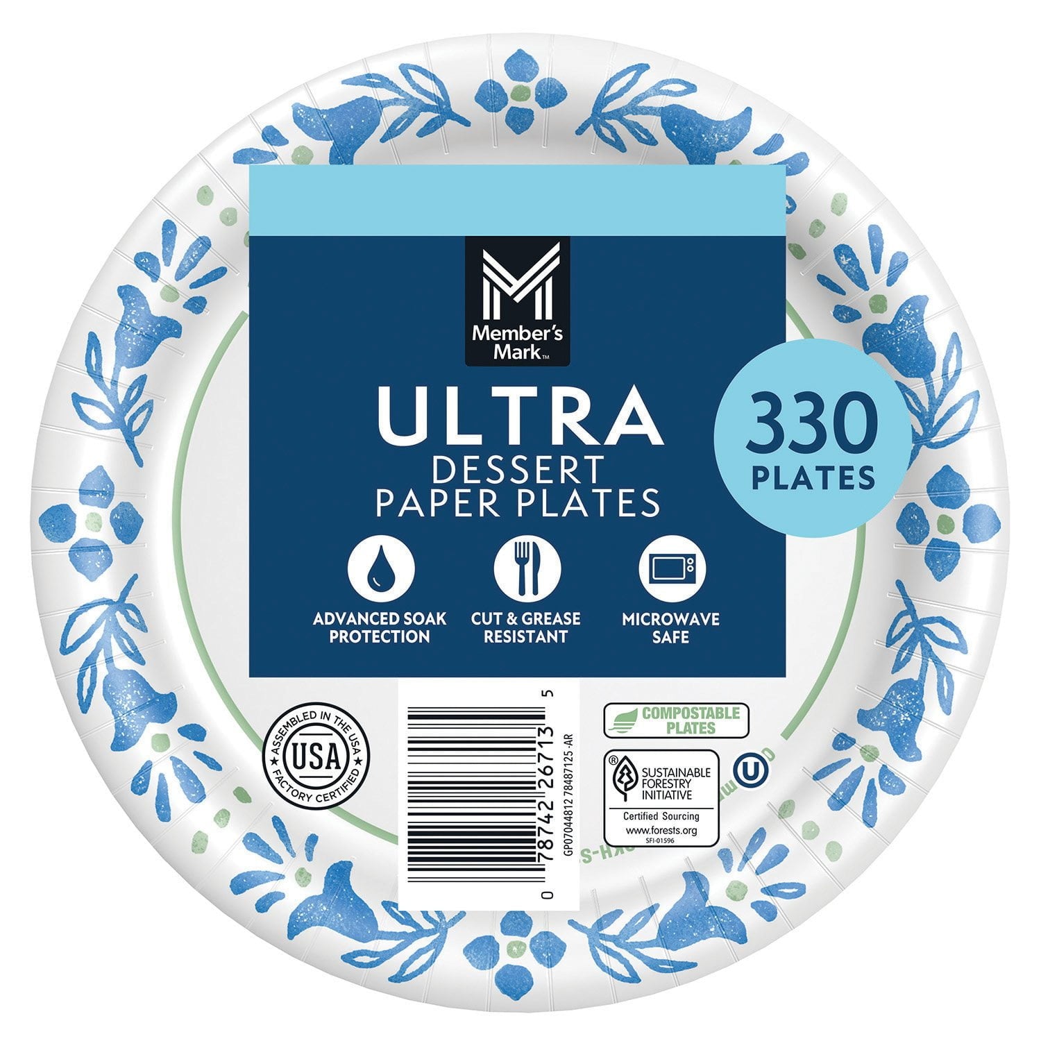 Member's Mark Ultra Dessert/Snack Paper Plates, 6.875" – 330 Count