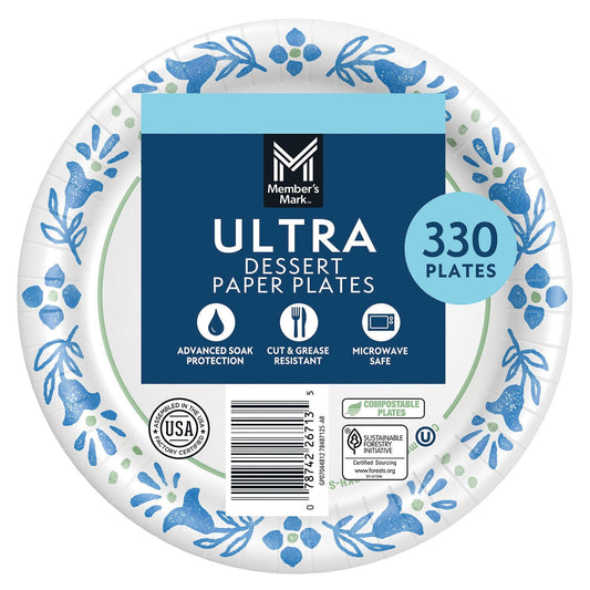 Member's Mark Ultra Dessert/Snack Paper Plates, 6.875" – 330 Count
