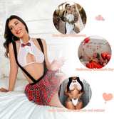 Women’s Red Plaid Schoolgirl Lingerie Set Size Small