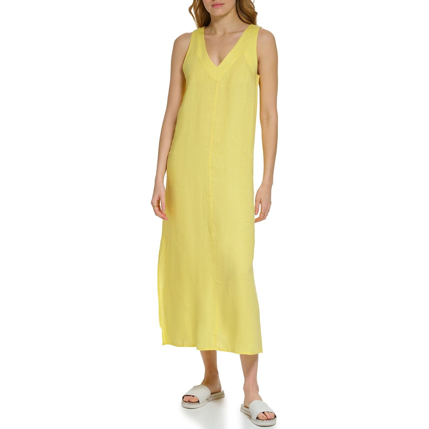 DKNY Women's Linen Maxi Dress - Black - XXL