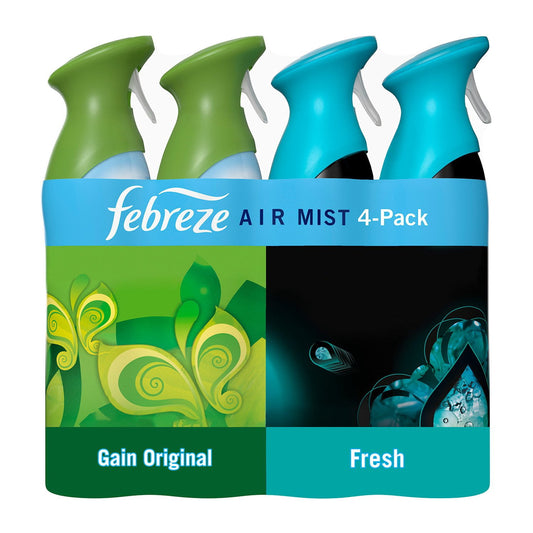 Febreze Air Mist Air Freshener Spray, Gain Original + Unstopables Fresh – 4ct., 32.4 oz