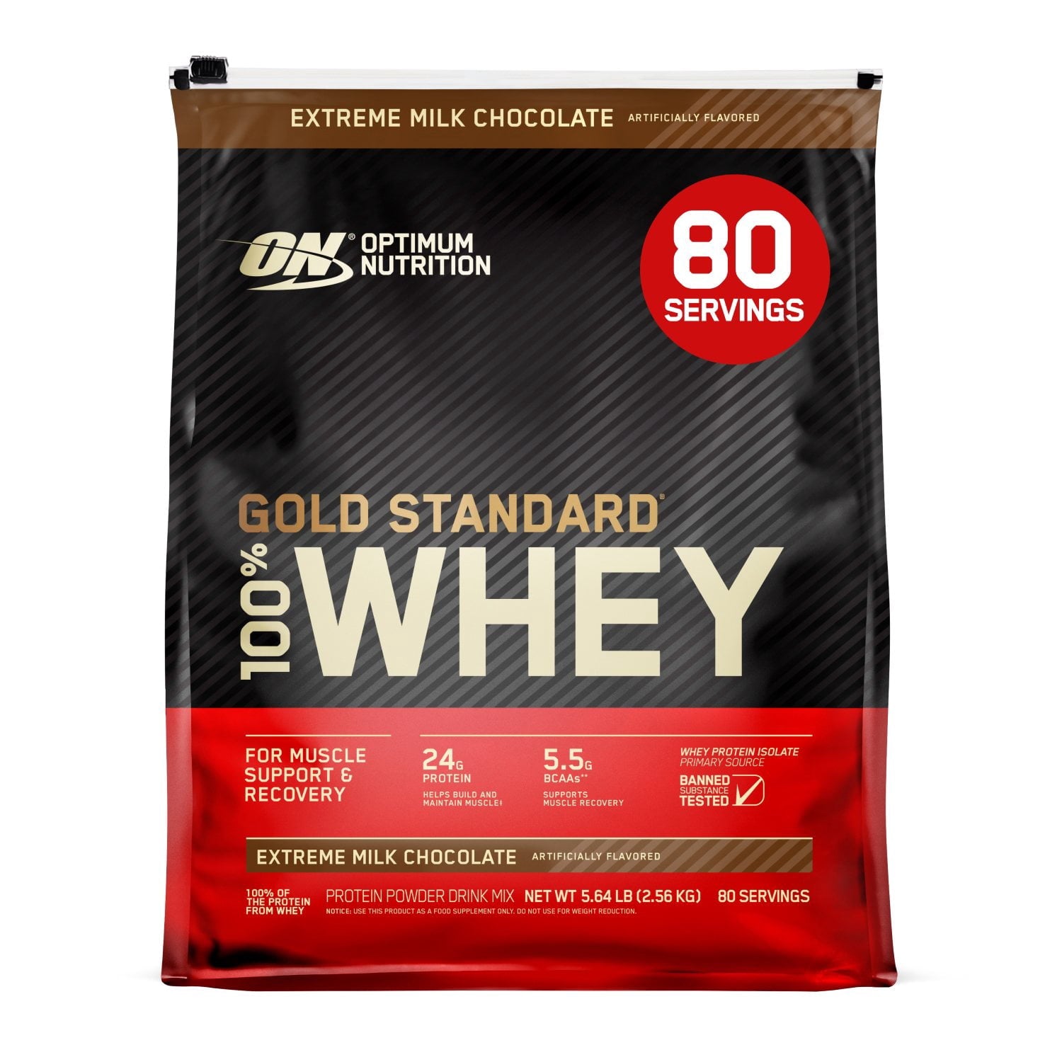 Optimum Nutrition, Gold Standard 100% Whey Protein Powder, Extreme Milk Chocolate, 5.64 lbs.