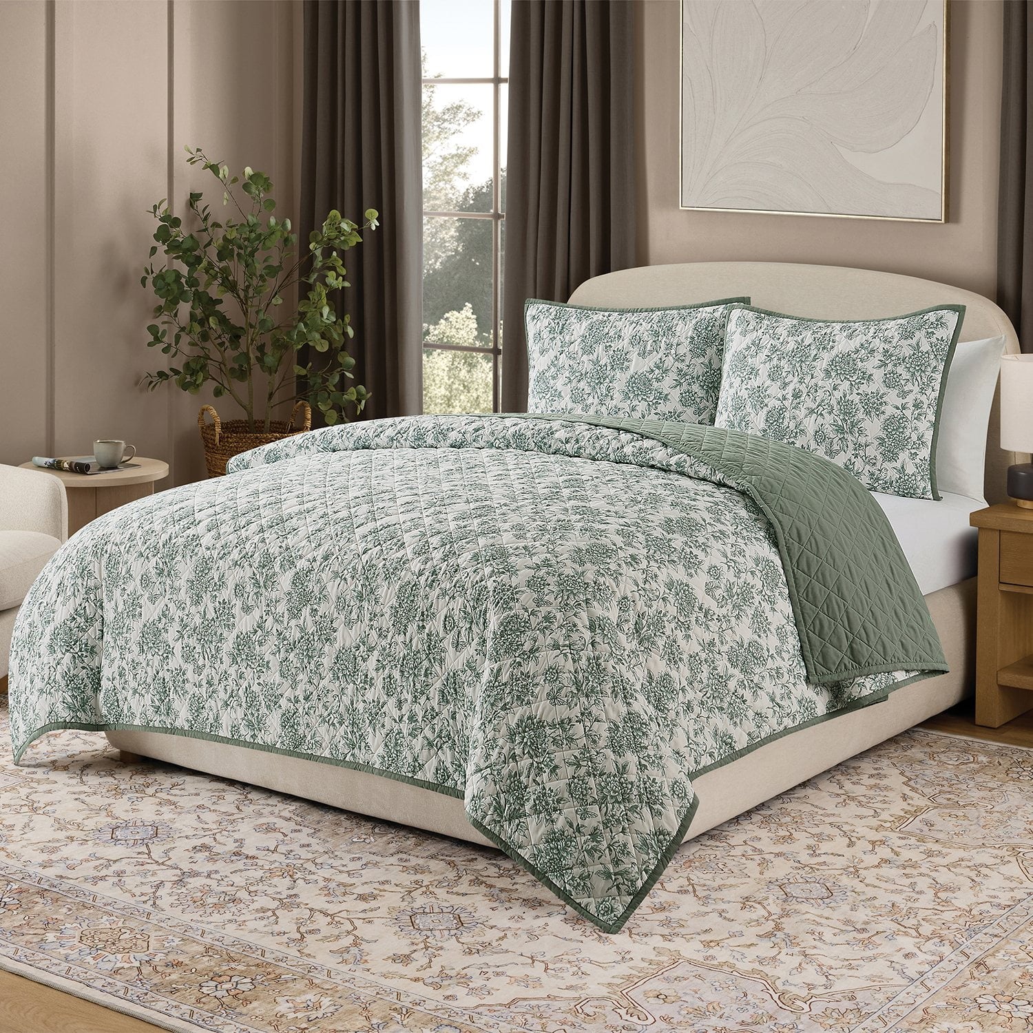 Member's Mark Microfiber Printed Quilt Sets - Teal - KING