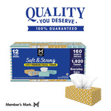 Member’s Mark Soft & Strong 2-Ply Premium Facial Tissues 12 Flat Boxes, 160 tissues/box