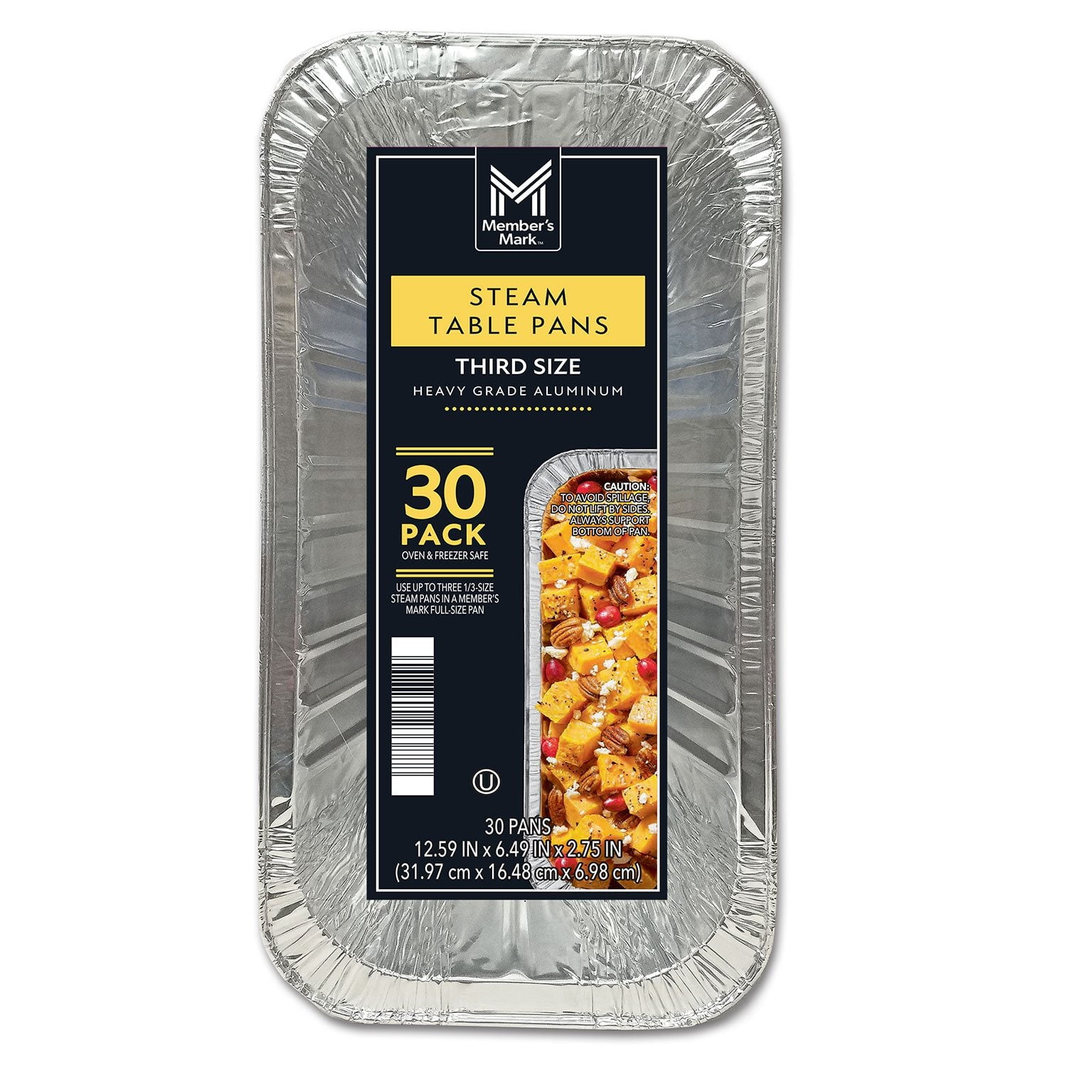 Member's Mark Aluminum Steam Table Pans, 1/3 Size 30 Count
