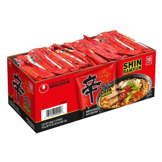 Nongshim Shin Ramyun Spicy Beef Ramen Noodle Soup - 4.23 oz - 10 Pack