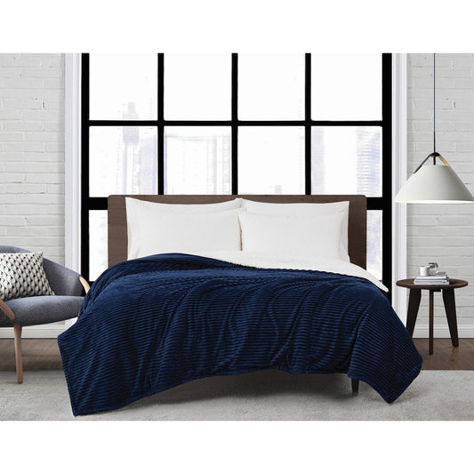 London Fog Plush Corduroy Bed Blanket, Assorted Sizes