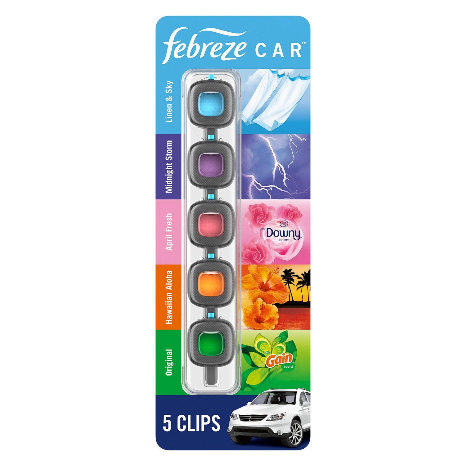 Febreze Car Air Freshener Vent Clips, Mixed Scent – 5 Count