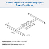 Seville Classics UltraHD Expandable Garment Hanging Rod, Multiple Sizes