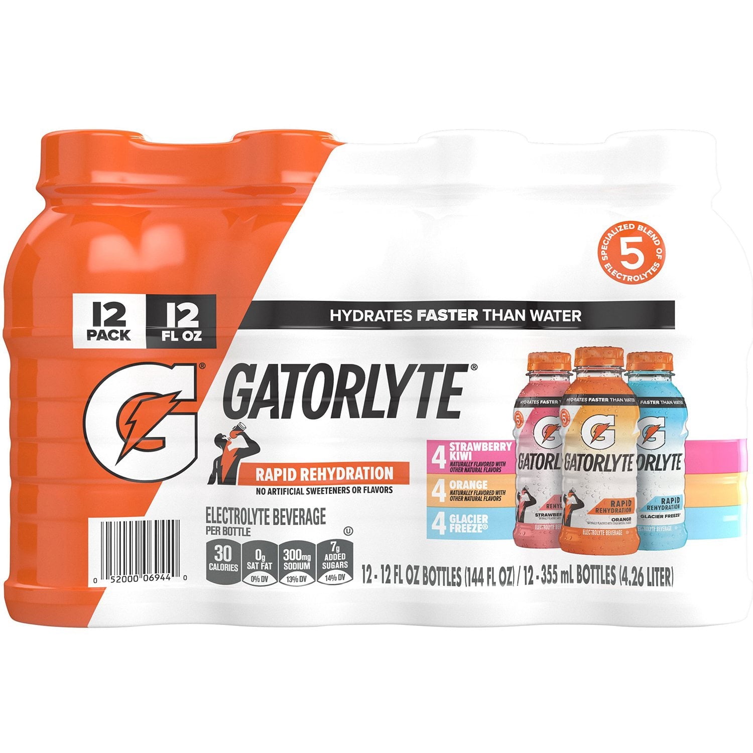 Gatorlyte Rapid Rehydration Electrolyte Drink Variety Pack, 12 fl oz., 12 pk.
