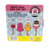 HugFun, Popsicle Plush Dog Toy, Multi-Pack, 4-Piece Set