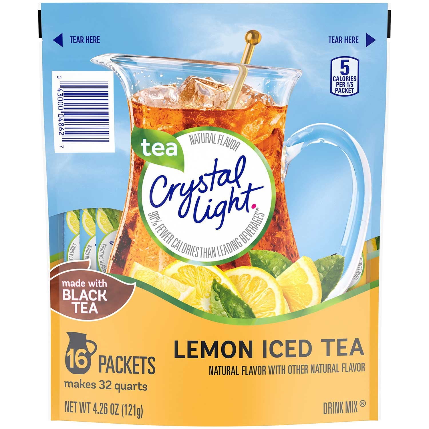 Crystal Light Lemon Iced Tea Naturally Flavored Powdered Drink Mix 16 pk.