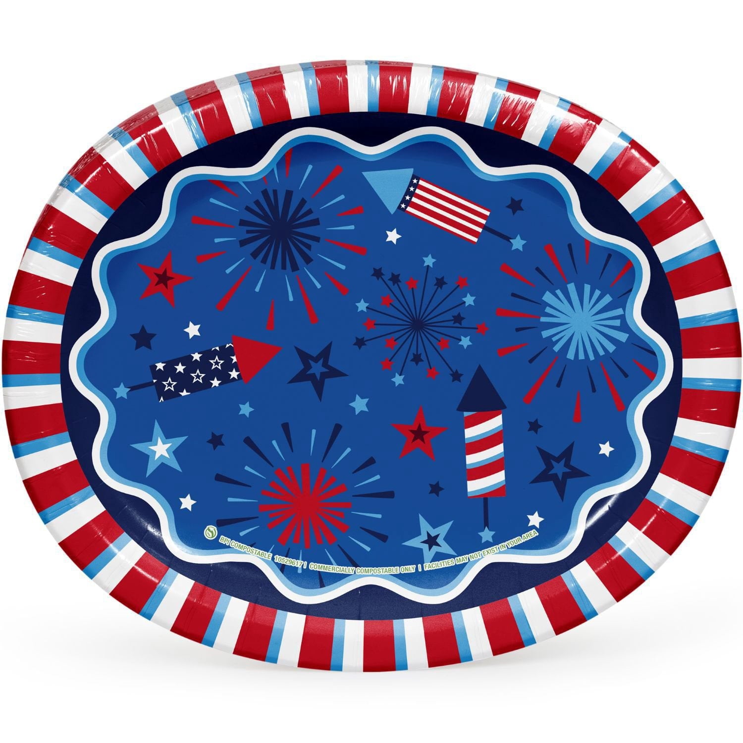 Member's Mark Patriotic Oval Paper Plates, 10" x 12" – 50 Count