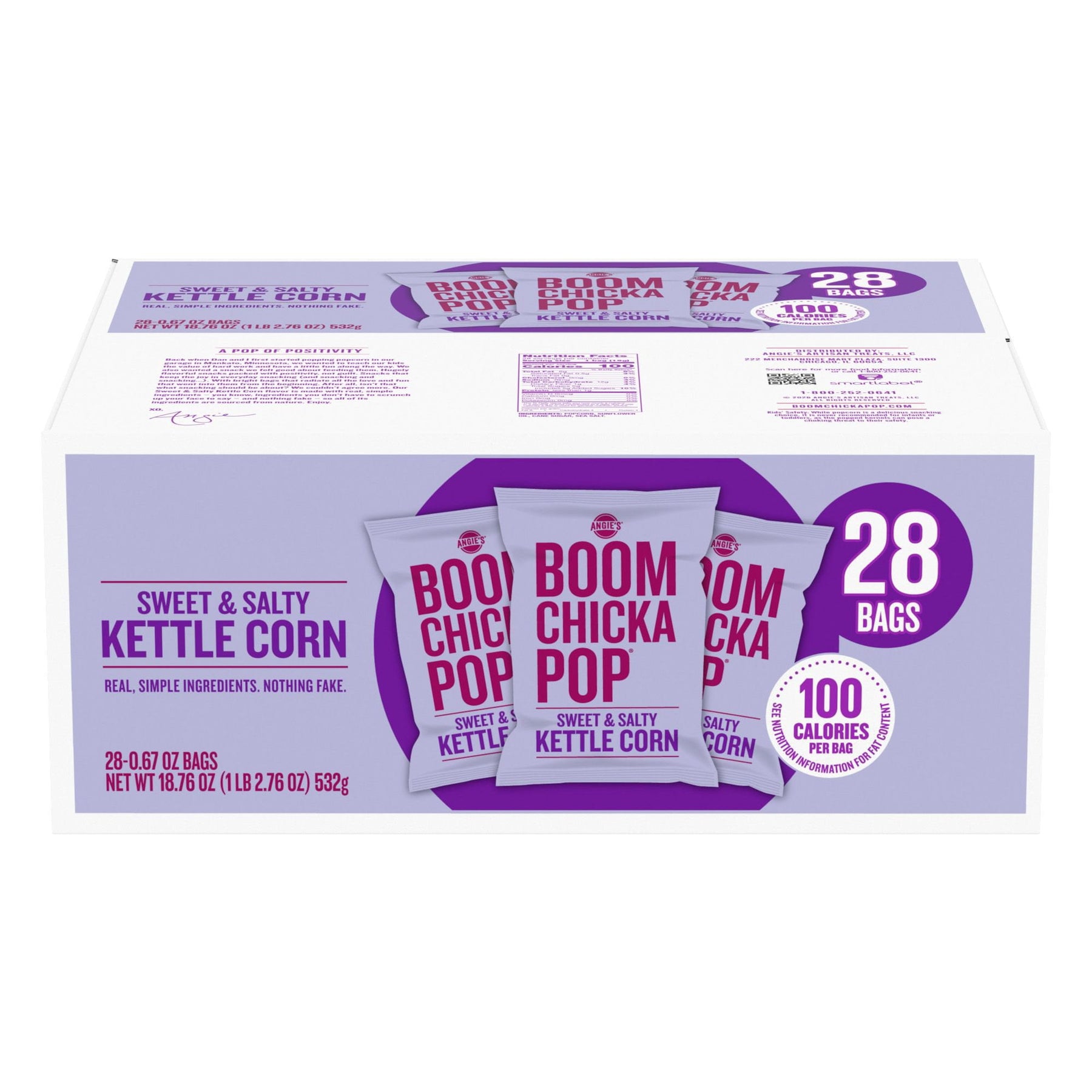 Angie's BOOMCHICKAPOP Sweet &amp; Salty Kettle Corn Popcorn, 0.67 oz., 28 pk.