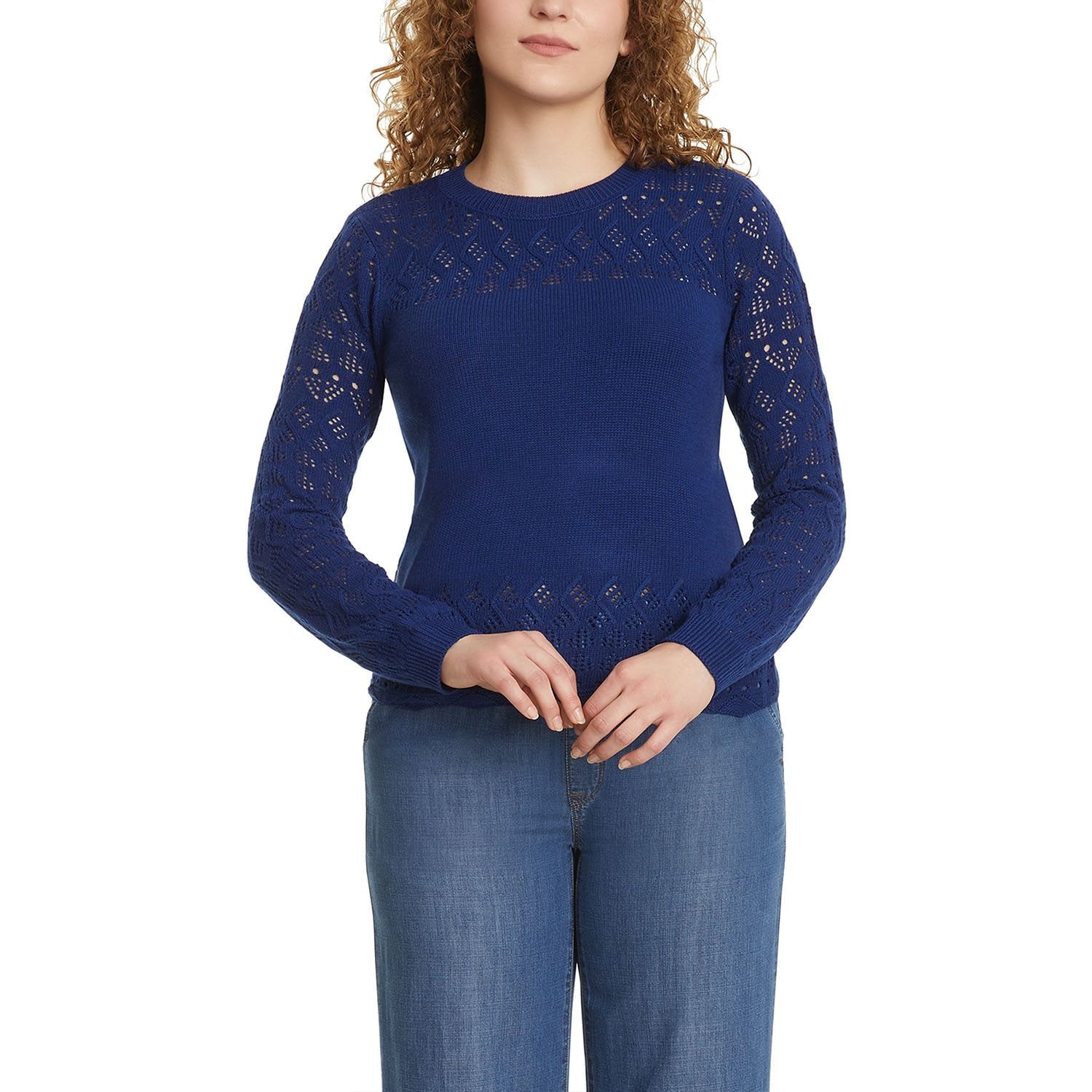 Nine West Women's Pointelle Sweater - Navy