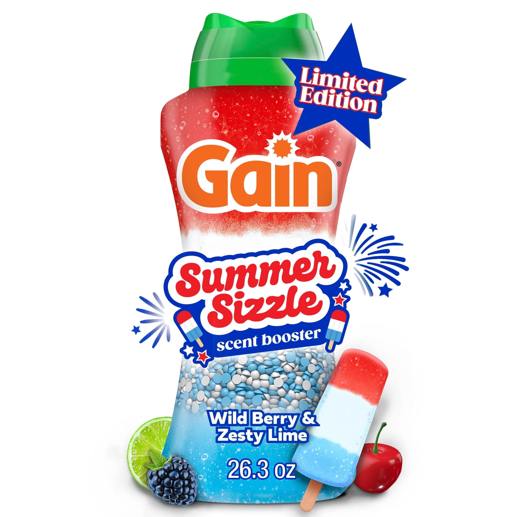 Gain Summer Sizzle In-Wash Laundry Scent Booster Beads, Wild Berry & Zesty Lime Scent – 26.3 oz
