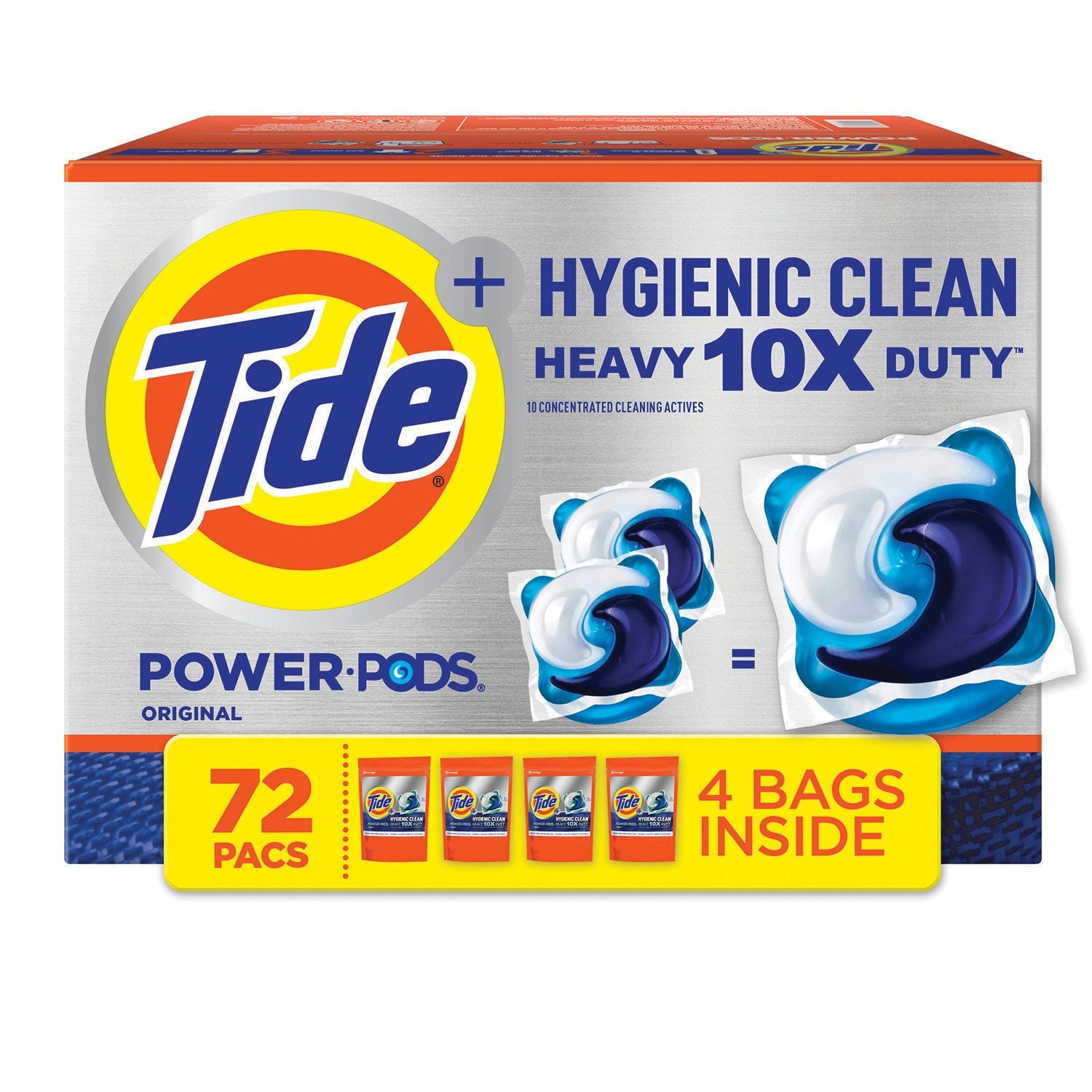 Tide Hygienic Clean Power PODS Laundry Detergent Pacs, Original – 72 Count