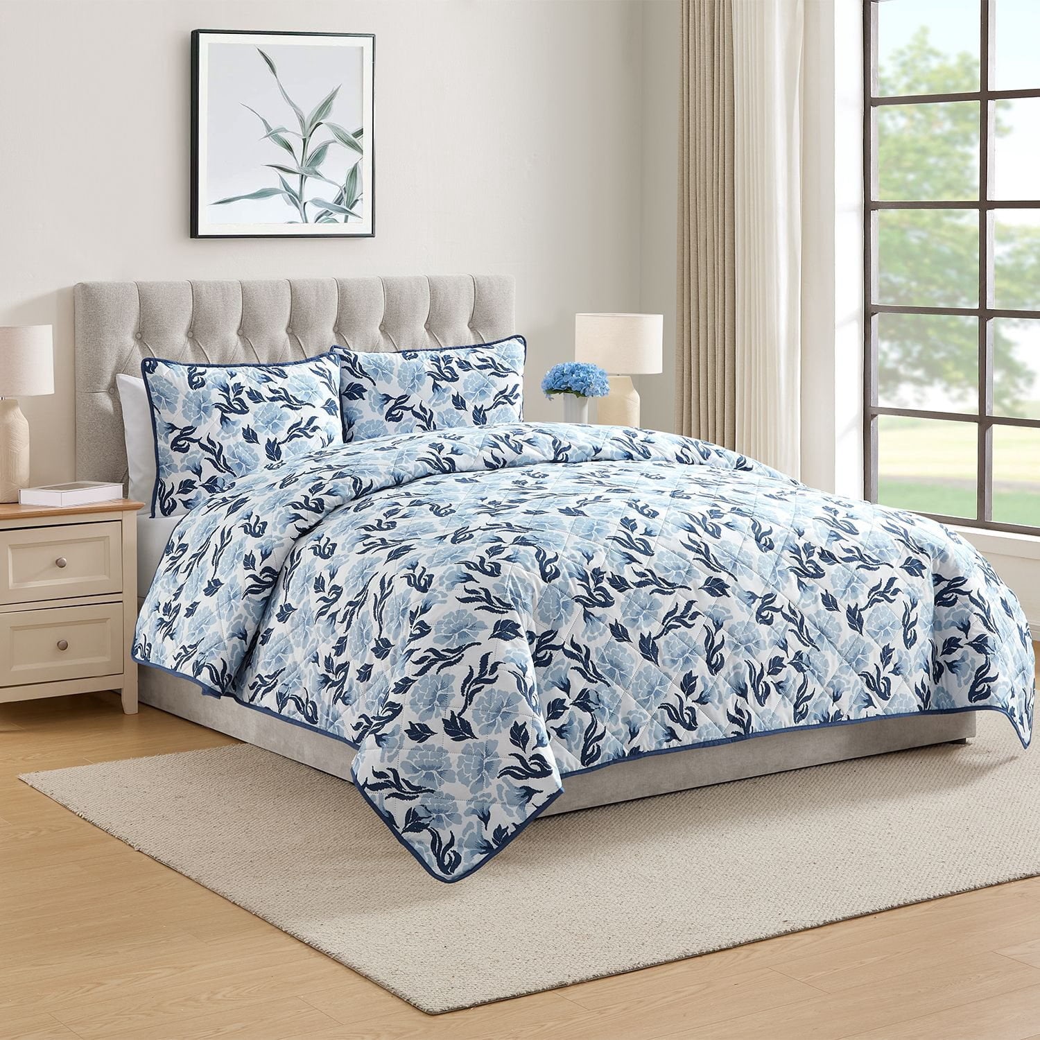 VCNY Home Spring 3-Piece Quilt Sets - Blue - Full/Queen