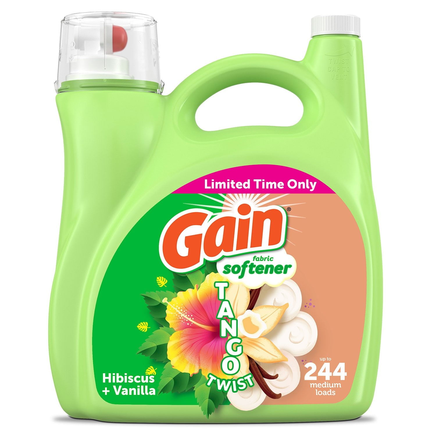 Gain Tango Twist Liquid Fabric Softener, Hibiscus and Vanilla Scent – 244 loads, 143 fl. oz