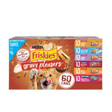 Purina Friskies Wet Cat Food Gravy Pleasers Variety Pack with Fully Load’d, Meaty Bits, and Prime Filets, 60 ct., 5.5 oz. Cans