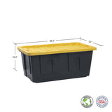 Member's Mark 40 Gallon Heavy-Duty Black and Yellow Storage Tote, 22.0" D x 38.2" W x 16.4" H, 1 pack or 2 pack